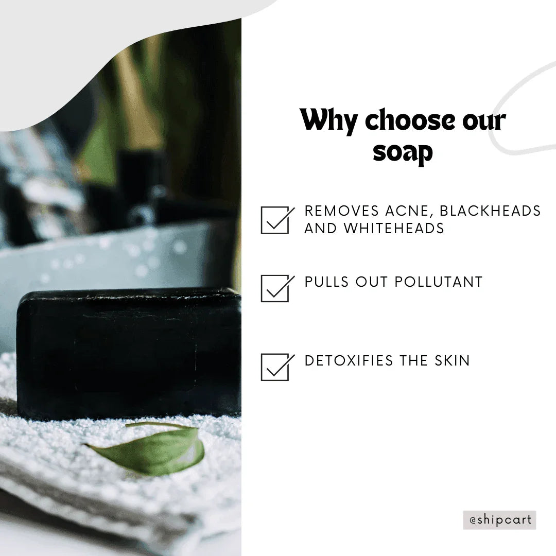 Charcoal Glycerine Soap | Deep Cleanse & Detox – Pack of 3, 375g (125g Each) - Shipcart Ecommerce Official