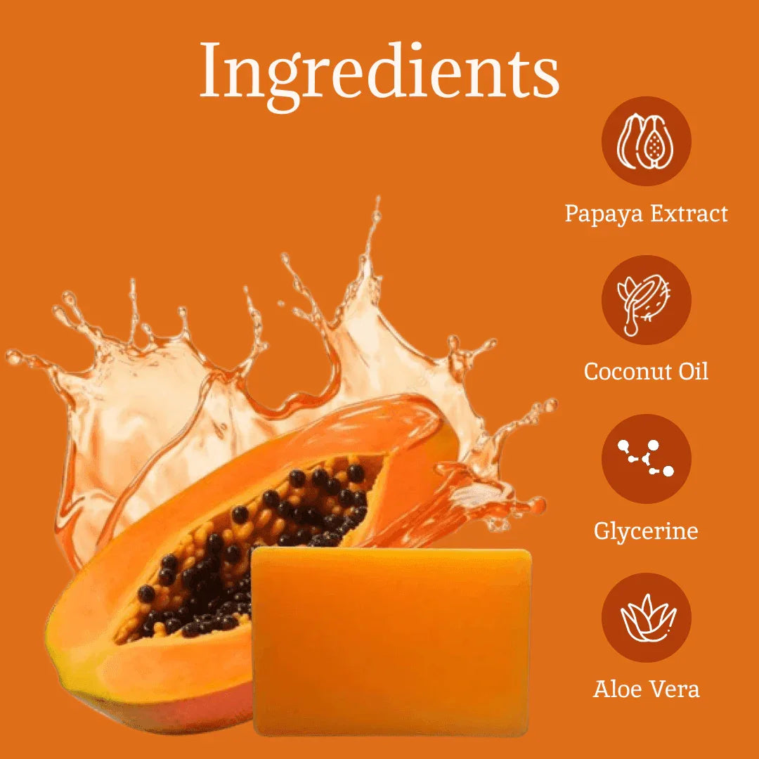 Papaya Glycerine Soap – Skin Brightening & Gentle Exfoliation – Pack of 3, 375g (125g each) - Shipcart Ecommerce Official