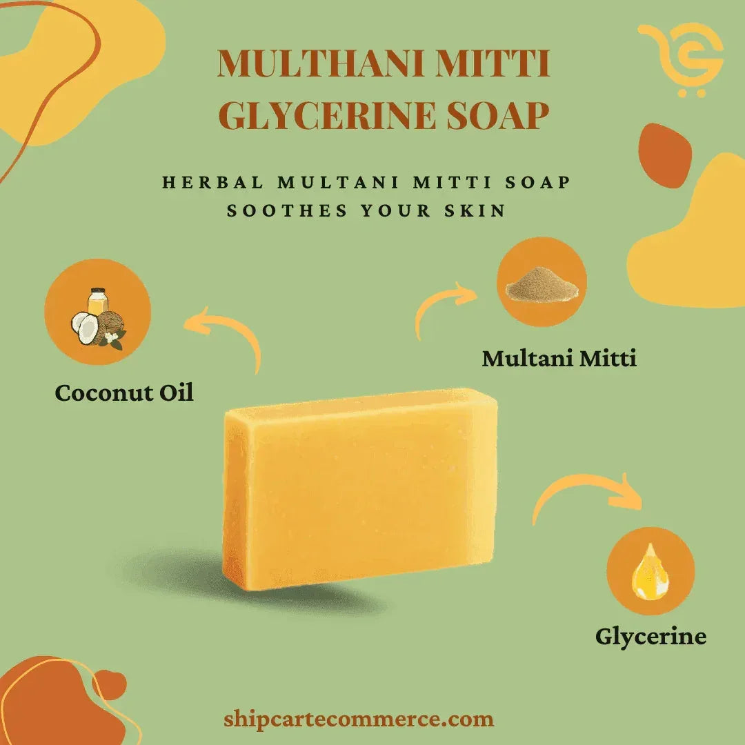 Multani Mitti Special Glycerine Soap – Oil Control & Skin Purifying – Pack of 3, 375g (125g each) - Shipcart Ecommerce Official