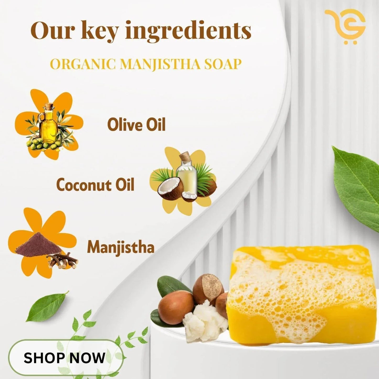 Manjistha Glycerine Soap – Ayurvedic Skin Brightening & Detox – Pack of 3, 375g (125g each) - Shipcart Ecommerce Official